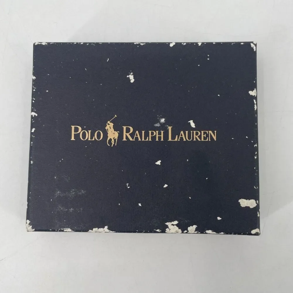 Polo Ralph Lauren CATALINA Pass Case Black Pebbled Leather Bifold Wallet NEW